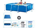 Piscina Intex Con Struttura Rettangolare - 220 X 150 X 60 Cm - Blu - Include Copertura - Pacchetto Manutenzione - Pompa Filtro Per Piscina - Filtro - Piastrelle Pavimento