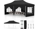 Gazebo Pieghevole Costway 3X6M Con 6 Pareti Laterali Rimovibili, Borsa Di Trasporto, Gazebo Idrorepellente Regolabile In Altezza, Protezione Uv 50+ Nero