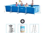 Piscina Intex Con Struttura Rettangolare - 450 X 220 X 84 Cm - Blu - In Dotazione Pompa Filtro Per Piscina - Cloro - Scaletta