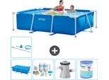 Piscina Intex Con Struttura Rettangolare - 220 X 150 X 60 Cm - Blu - Include Tenda Da Sole - Pacchetto Manutenzione - Pompa Filtro Per Piscina - Filtro - Kit Pulizia