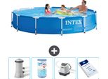 Piscina Intex Con Struttura Rotonda - 366 X 76 Cm - Blu - Include Pompa Filtro Per Piscina - Filtro - Sistema Di Acqua Salata -Per Piscina