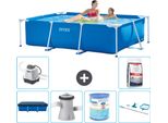 Piscina Intex Con Struttura Rettangolare - 220 X 150 X 60 Cm - Blu - Include Copertura - Pompa Filtro Per Piscina - Filtro - Kit Di Pulizia - Sistema Di Acqua Salata -Per Piscina