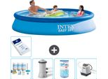 Piscina Gonfiabile Rotonda Intex Easy-Set - 366 X 76 Cm - Blu - Pacchetto Manutenzione Incluso - Pompa Filtro Per Piscina - Filtro - Sistema Di Acqua Salata -Per Piscina