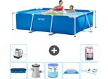 Piscina Intex Con Struttura Rettangolare - 220 X 150 X 60 Cm - Blu - Include Copertura - Pompa Filtro Per Piscina - Filtro - Copertura Del Terreno - Kit Di Pulizia - Sistema Ad Acqua Salata