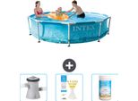 Piscina Intex Con Struttura Rotonda - 305 X 76 Cm - Pressione Dell'acqua - Pompa Filtro Per Piscina Inclusa - Strisce Reattive - Cloro