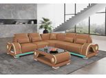 Divano Angolare In Pelle Forma L Marrone Moderno Set