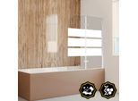 Clanmacy Bagno Allegato Cabina Doccia Schermo Pieghevole Vasca Doccia In Vetro Nano Easy Clean Da 6 Mm 180° Esg Vetro Trasparente 2 Parti Pieghevole 100*140CM Bianco