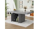 Tavolo Da Pranzo Allungabile Flieks Tavolo Da Cucina Con Armadio, Tavolo Da Pranzo Rettangolare Con Spazio Di Archiviazione, Allungabile, Tavolo Espandibile, 140/180X80X76Cm, Grigio