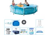 Piscina Intex Con Struttura Rotonda - 305 X 76 Cm - Pressione Dell'acqua - Pompa Inclusa - Tenda Da Sole - Pacchetto Manutenzione - Filtro - Telo Di Fondo - Kit Di Pulizia - Scaletta