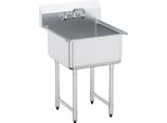 Vevor Lavello In Acciaio Inox Lavello Commerciale 686 X 610 X 1041 Mm, Lavello In Acciaio Inox Con Rubinetto Capacità Di Carico 104 Kg, Lavello In Acciaio Inox Bacinella Lavello Da Cucina Lavello A Libera Installazione