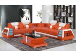 Divano Angolare In Pelle A Forma Di L Arancione Set