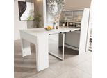 Tavolo Da Pranzo Allungabile Flieks, Tavolo Da Cucina Con Credenza, Tavolo Da Sala Da Pranzo Rettangolare Con Spazio Di Archiviazione, Set Da Sala Da Pranzo Con Cassettiera, 132,5X80X120Cm, Bianco