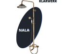 Nala | Set Doccia A Pioggia Vintage In Ottone Non Laccato In Acciaio Inox | Sistema Doccia Dal Design Retrò | Miscelatore Doccia Completo Di Doccetta