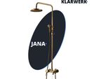 Jana | Set Doccia A Pioggia Vintage In Ottone Non Laccato In Acciaio Inox | Sistema Doccia Dal Design Retrò | Miscelatore Doccia Completo Di Doccetta
