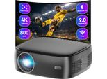 Projektor, 800 ANSI Smart Projektor mit WiFi 6 und Bluetooth 5.2, Heimkino Projektor mit Android TV 9.0