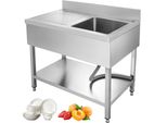 Kitgarn Lavello In Acciaio Inox 1 Vasca (Destra) Con Base Rialzata Lavello Gastro Lavello In Acciaio Inox Gastro 100 X 60 X 83,5 Mm Lavello Gastro