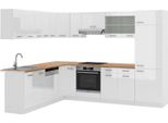 Vicco Cucina Angolare Completa R-Line, 227 X 287 Cm , Pt Rovere, Bianco Lucido/Bianco