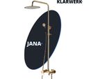 Jana | Set Doccia A Pioggia Premium In Acciaio Inox Dorato Lucido | Miscelatore Doccia Di Design | Miscelatore Doccia Completo Di Doccetta