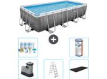 Piscina Rettangolare Power Steel Bestway - Stampa Rattan - 549 X 274 X 122 - Inclusa Pompa - Scaletta - Copertura Pacchetto Manutenzione - Filtro