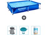 Piscina Bestway Steel Pro Rettangolare - 221 X 150 X 43 Cm - Blu - Include Pompa - Galleggiante Per Cloro - Cloro