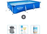 Piscina Bestway Steel Pro Rettangolare - 300 X 201 X 66 Cm - Blu - Include Pompa - Strisce Reattive - Cloro