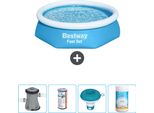 Bestway Piscina Gonfiabile Rotonda Ad Ambientazione Rapida - 244 X 61 Cm - Blu - Inclusa Pompa Filtro - Galleggiante Cloro - Cloro