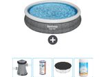 Bestway Piscina Gonfiabile Rotonda Ad Ambientazione Rapida - Stampa Rattan - 366 X 76 Cm - Inclusa Pompa - Filtro - Copertura - Cloro