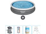 Piscina Gonfiabile Rotonda Bestway - Stampa Rattan - 366 X 76 Cm - Compresa Pompa - Filtro - Cloro - Scaletta