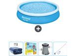 Piscina Gonfiabile Rotonda Bestway - 366 X 76 Cm - Blu - Include Tenda Da Sole - Pacchetto Manutenzione - Pompa - Kit Pulizia