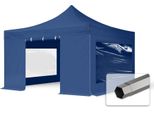 Toolport 4X4 M Gazebo Pieghevole Con Laterali (Finestre Panoramiche), Premium Acciaio, Blu Scuro