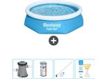Piscina Gonfiabile Rotonda Bestway Fast-Set - 244 X 61 Cm - Blu - Inclusa Pompa - Filtro - Kit Di Pulizia - Strisce Reattive