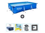 Piscina Bestway Steel Pro Rettangolare - 300 X 201 X 66 Cm - Blu - Include Tenda Da Sole - Pacchetto Manutenzione - Pompa - Piastrelle Per Il Pavimento