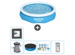 Bestway Piscina Gonfiabile Rotonda Ad Ambientazione Rapida - 305 X 66 Cm - Blu - Inclusa Copertura Della Pompa - Pacchetto Manutenzione - Filtro - Piastrelle Per Il Pavimento