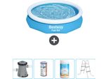 Bestway Piscina Gonfiabile Rotonda Ad Ambientazione Rapida - 305 X 66 Cm - Blu - Inclusa Pompa - Filtro - Cloro - Scala