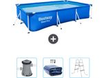 Piscina Bestway Steel Pro Rettangolare - 300 X 201 X 66 Cm - Blu - Include Pompa - Tenda - Scaletta