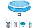 Bestway Piscina Gonfiabile Rotonda Ad Ambientazione Rapida - 366 X 76 Cm - Blu - Inclusa Pompa Filtro - Galleggiante Cloro - Cloro