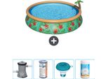 Bestway Piscina Gonfiabile Rotonda Ad Ambientazione Rapida - Paradise Print - 457 X 84 Cm - Inclusa Pompa Filtro - Galleggiante Cloro - Cloro