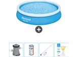 Piscina Gonfiabile Rotonda Bestway Fast-Set - 366 X 76 Cm - Blu - Inclusa Pompa - Filtro - Kit Di Pulizia - Strisce Reattive