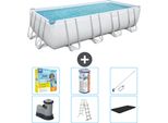 Piscina Rettangolare Bestway Power Steel - 549 X 274 X 122 - Grigio - Compresa Pompa - Scala - Copertura Pacchetto Manutenzione - Filtro - Kit Pulizia