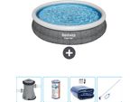 Piscina Gonfiabile Rotonda Bestway - Stampa Rattan - 366 X 76 Cm - Inclusa Pompa - Filtro - Tenda - Kit Di Pulizia