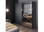 Armadio Galaxy Ad Ante Scorrevoli Armadio 200X61X210Cm Rovere Carbone Specchio 2 Ante