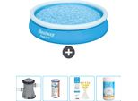 Piscina Gonfiabile Rotonda Bestway Fast-Set - 366 X 76 Cm - Blu - Inclusa Pompa - Filtro - Strisce Reattive - Cloro