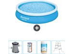 Bestway Piscina Gonfiabile Rotonda Ad Ambientazione Rapida - 366 X 76 Cm - Blu - Inclusa Pompa - Filtro - Cloro - Scaletta