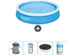 Bestway Piscina Gonfiabile Rotonda Ad Ambientazione Rapida - 366 X 76 Cm - Blu - Inclusa Pompa - Filtro - Copertura - Cloro