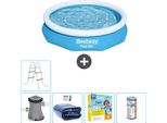 Piscina Gonfiabile Rotonda Bestway Ad Ambientazione Rapida - 305 X 66 Cm - Blu - Inclusa Pompa Tenda - Pacchetto Manutenzione - Filtro - Scaletta
