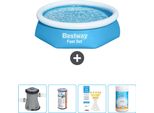 Piscina Gonfiabile Rotonda Bestway Fast-Set - 244 X 61 Cm - Blu - Inclusa Pompa - Filtro - Strisce Reattive - Cloro