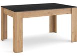 Tavolo Da Pranzo, 140X90X76Cm, Per 6 Persone, Tavolo Cucina, Nero E Rovere