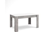 Tavolo Da Pranzo, 140X90X76Cm, Per 6 Persone, Tavolo Cucina, Bianco E Cemento