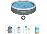 Bestway Piscina Gonfiabile Rotonda Ad Ambientazione Rapida - Stampa Rattan - 366 X 76 Cm - Compresa Pompa - Filtro - Strisce Reattive - Cloro