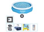Piscina Gonfiabile Rotonda Bestway Ad Ambientazione Rapida - 305 X 66 Cm - Blu - Inclusa Pompa Tenda - Pacchetto Manutenzione - Filtro - Pavimento In Piastrelle